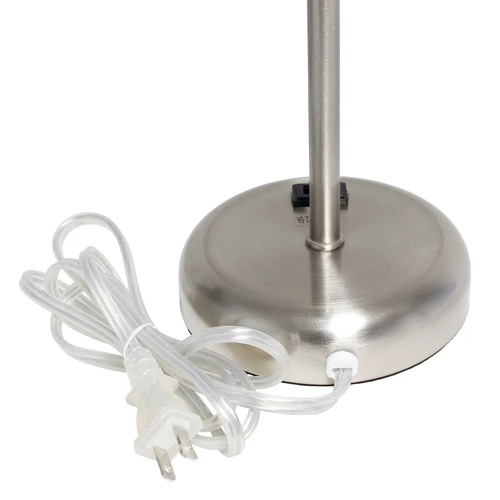 19.5" 2 Pack Desk Lamp Set with Charging Outlet and Shade, Gray Shades