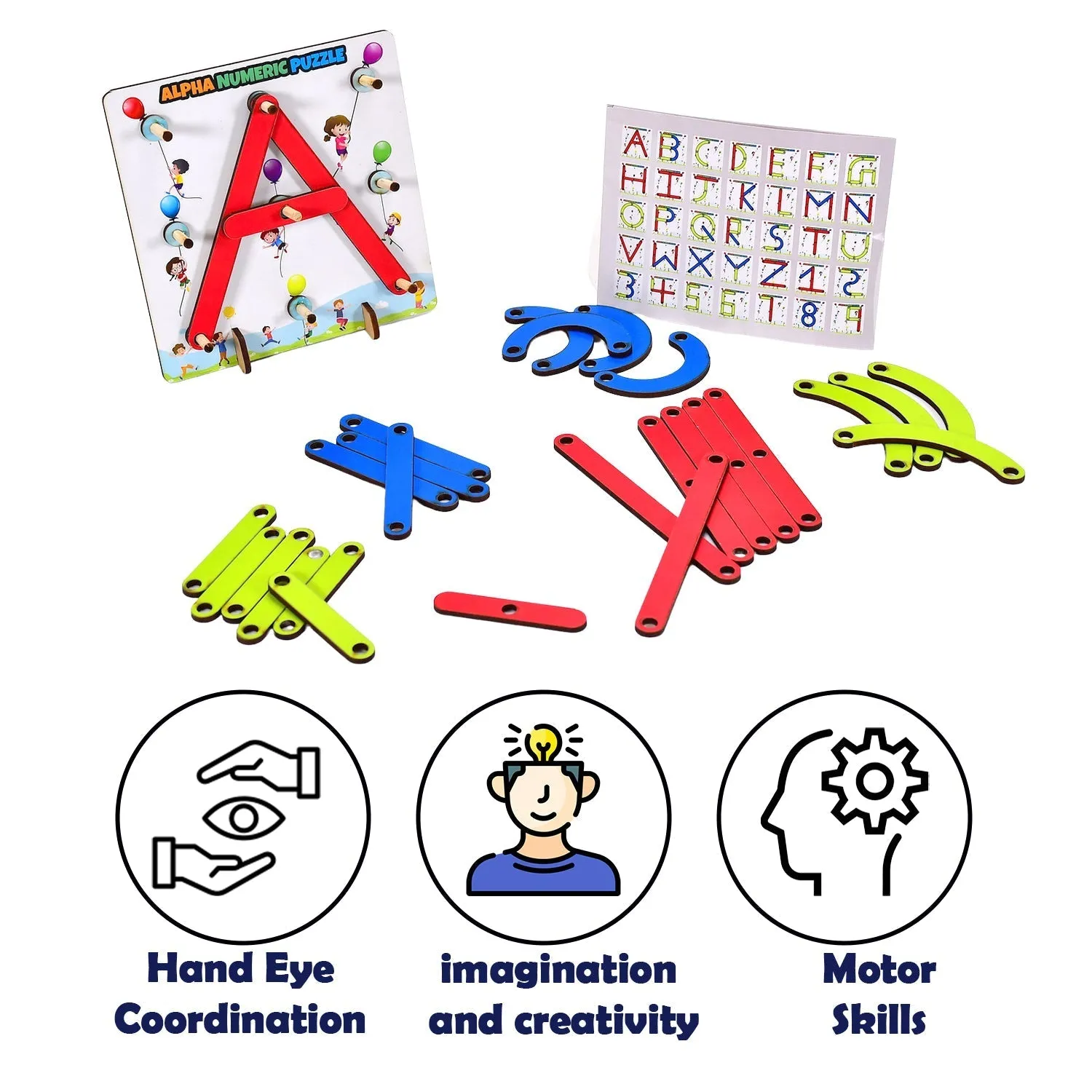 3497 Alpha Numeric Puzzle Construction Puzzle Toys For Kids 3  Years For Teaching Letters, Numbers