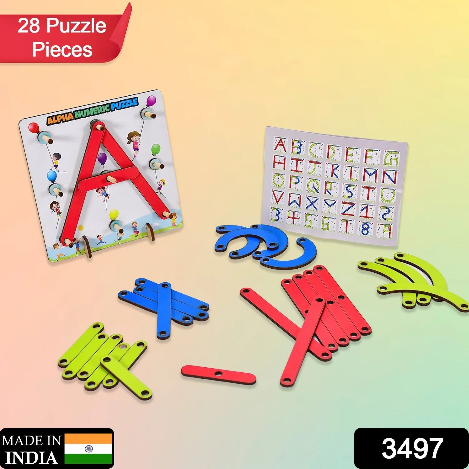 3497 Alpha Numeric Puzzle Construction Puzzle Toys For Kids 3  Years For Teaching Letters, Numbers