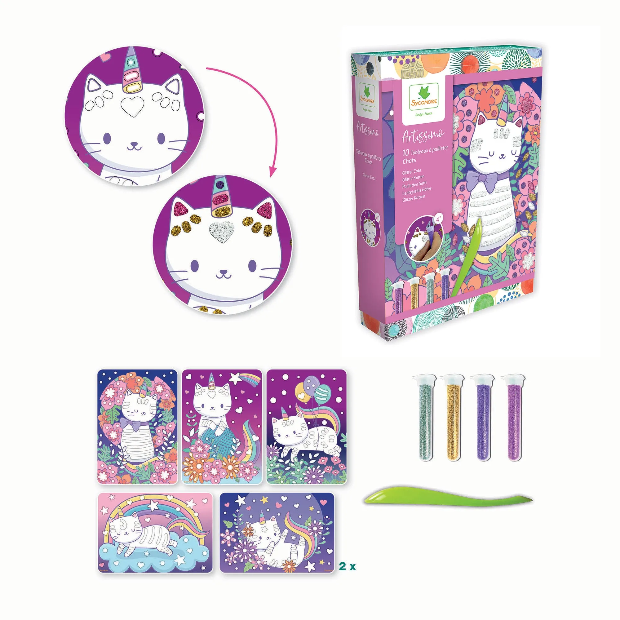 Artissimo Kit - Glitter Boards, Cuddly Cats
