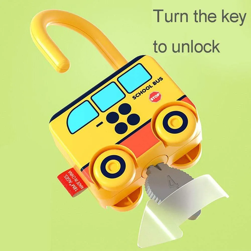 Children Montessori Toys Cartoon Car Unlocking Digital Key Matching Sensory Learning Educational Teaching Aids Pretend Play Toys