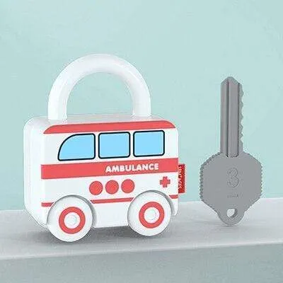 Children Montessori Toys Cartoon Car Unlocking Digital Key Matching Sensory Learning Educational Teaching Aids Pretend Play Toys