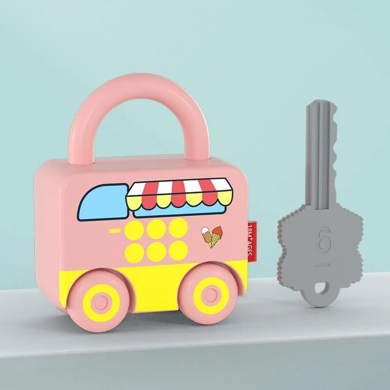 Children Montessori Toys Cartoon Car Unlocking Digital Key Matching Sensory Learning Educational Teaching Aids Pretend Play Toys