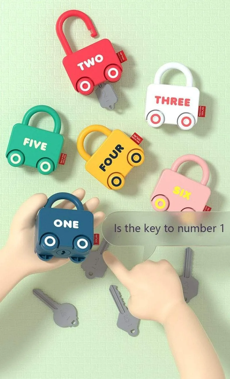 Children Montessori Toys Cartoon Car Unlocking Digital Key Matching Sensory Learning Educational Teaching Aids Pretend Play Toys
