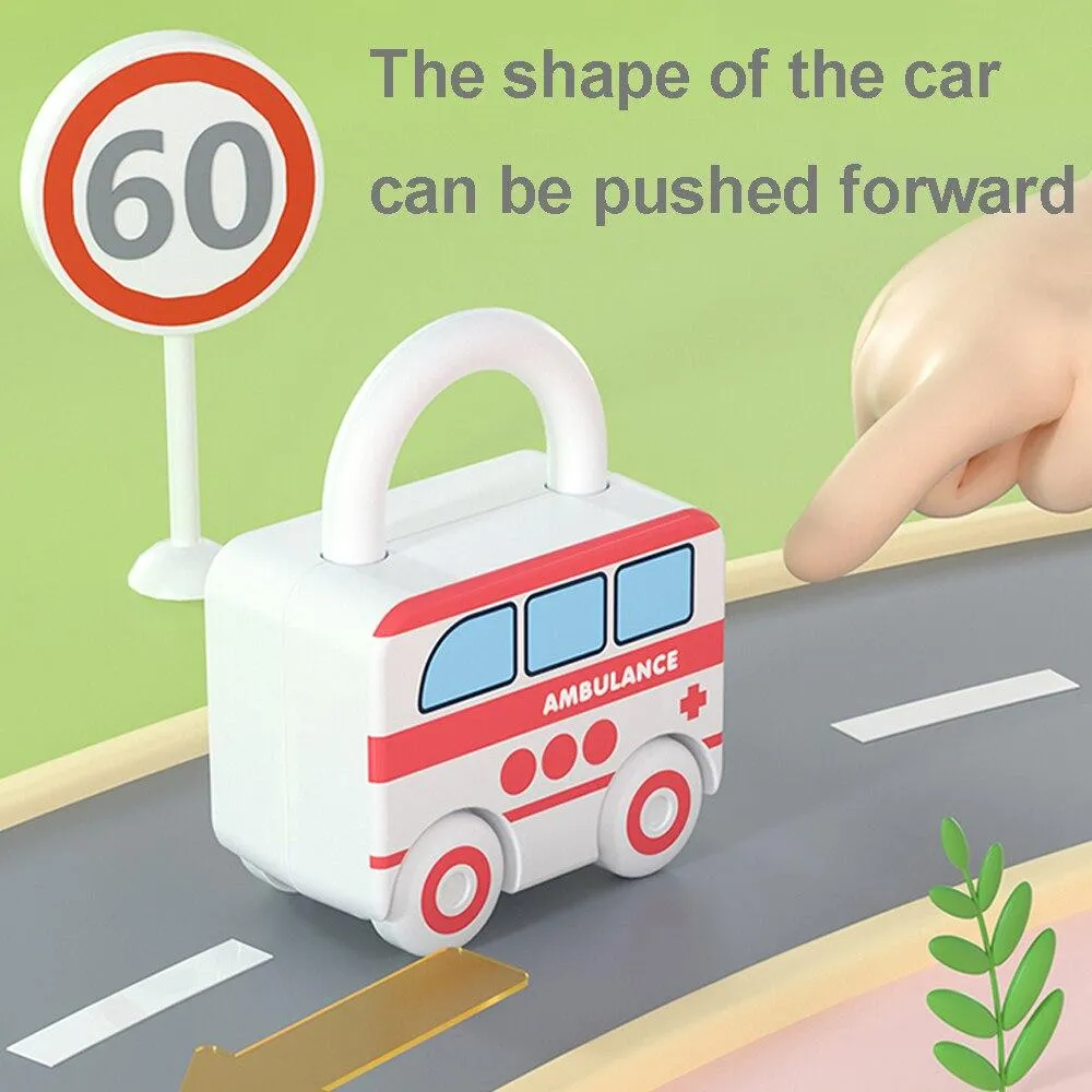 Children Montessori Toys Cartoon Car Unlocking Digital Key Matching Sensory Learning Educational Teaching Aids Pretend Play Toys