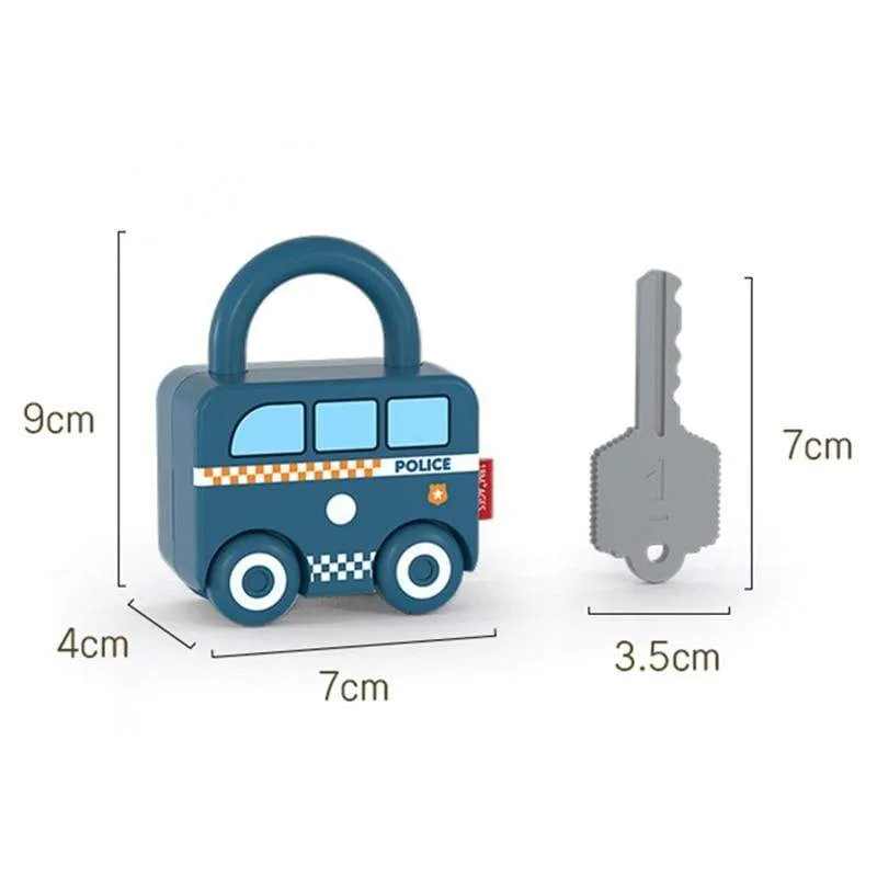 Children Montessori Toys Cartoon Car Unlocking Digital Key Matching Sensory Learning Educational Teaching Aids Pretend Play Toys