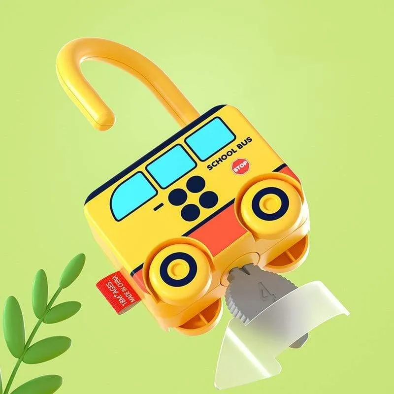 Children Montessori Toys Cartoon Car Unlocking Digital Key Matching Sensory Learning Educational Teaching Aids Pretend Play Toys