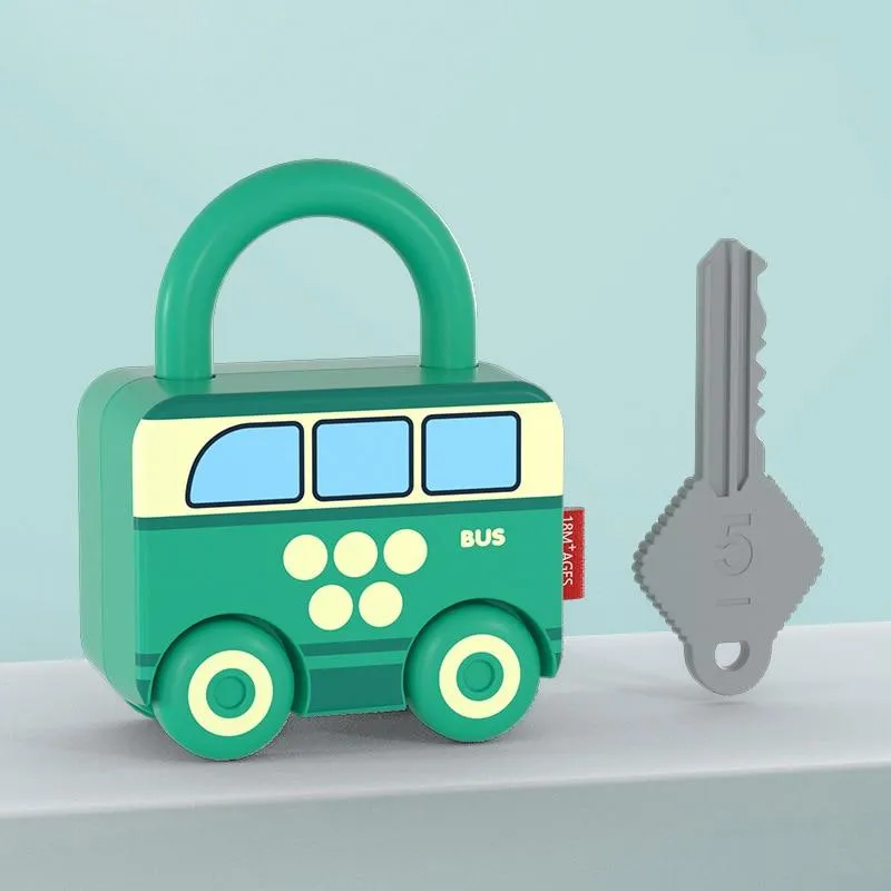 Children Montessori Toys Cartoon Car Unlocking Digital Key Matching Sensory Learning Educational Teaching Aids Pretend Play Toys
