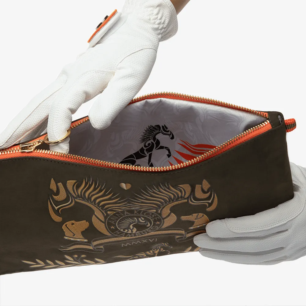 Clutch "Army Green" with golden print