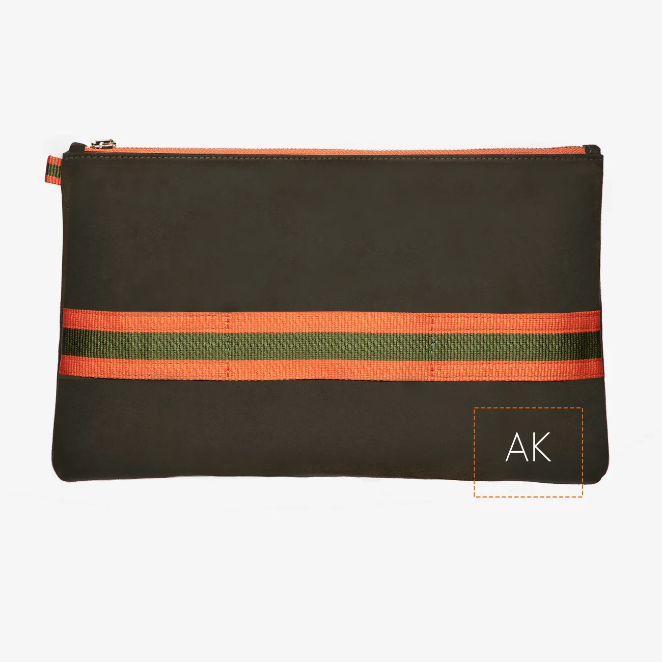 Clutch "Army Green" with golden print