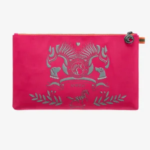 Clutch "Miami Pink" with silver print