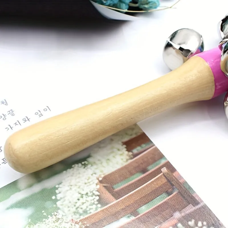 Colorful Rainbow Handle Jingle Stick with 10 Bells