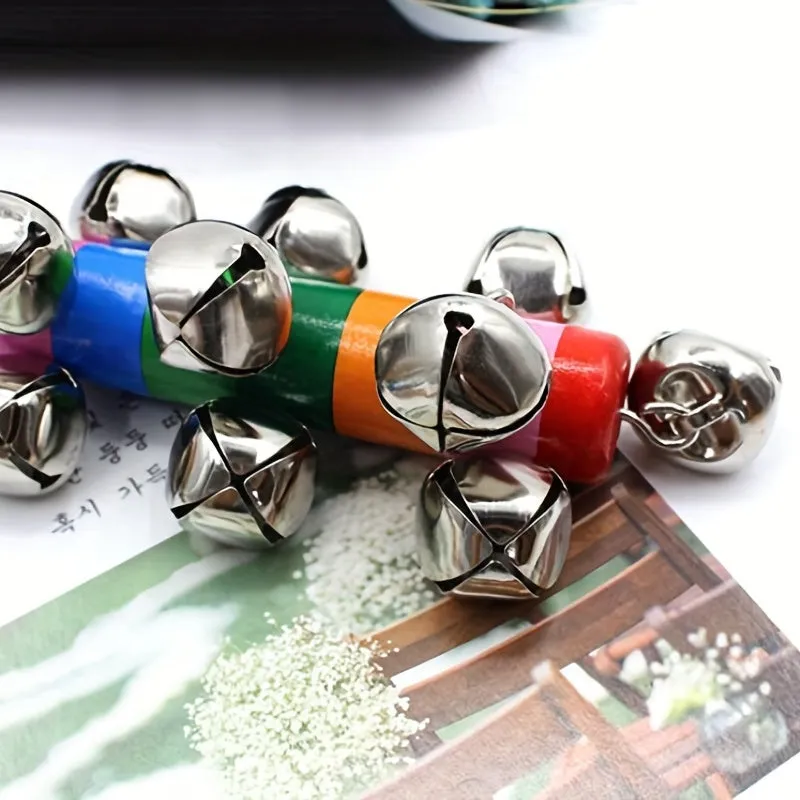 Colorful Rainbow Handle Jingle Stick with 10 Bells