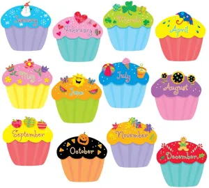 Creative Teaching Poppin Patterns Cupcakes w/ Months, 36 pcs 6" Cutouts, (CTP1795)
