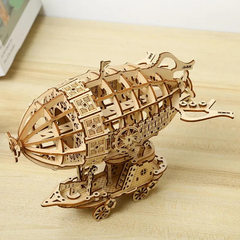 Creative Wooden Art Gift Toys DIY Assembly 3D Wooden Airship Jigsaw Puzzle | PT-011