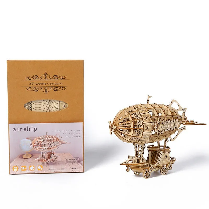 Creative Wooden Art Gift Toys DIY Assembly 3D Wooden Airship Jigsaw Puzzle | PT-011