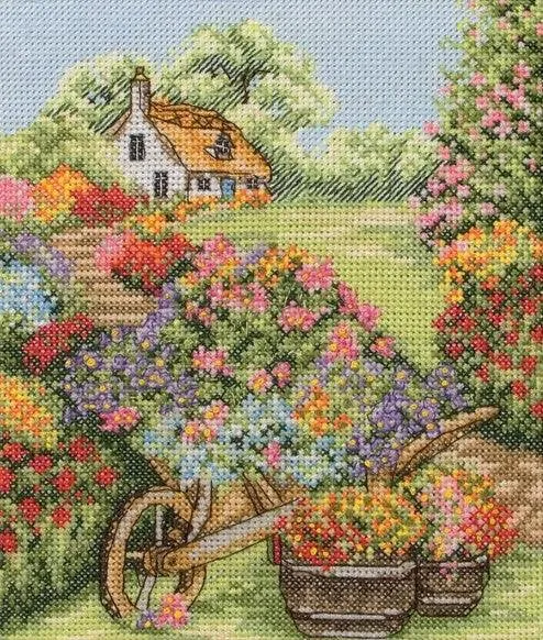 Cross Stitch Kit Anchor - Floral Wheelbarrow