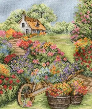 Cross Stitch Kit Anchor - Floral Wheelbarrow