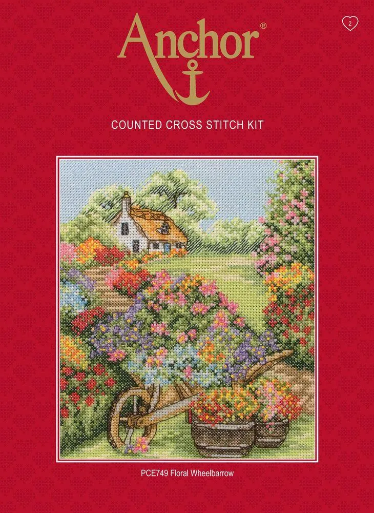 Cross Stitch Kit Anchor - Floral Wheelbarrow