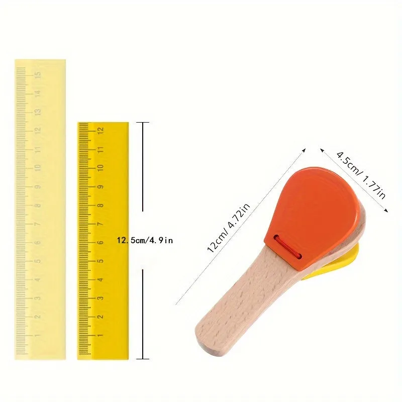 Handcrafted Wooden Clapping Castanets  Random Color