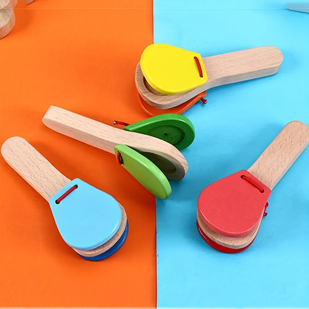 Handcrafted Wooden Clapping Castanets  Random Color