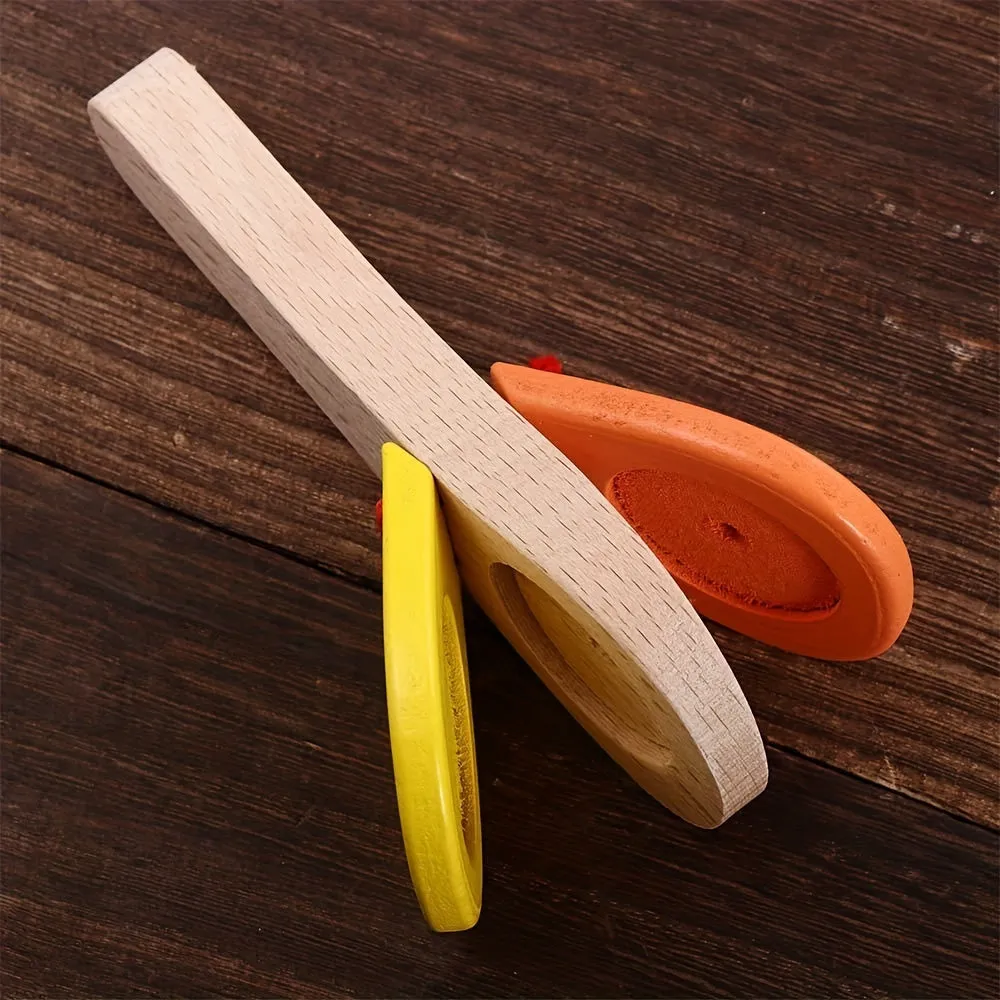 Handcrafted Wooden Clapping Castanets  Random Color