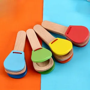Handcrafted Wooden Clapping Castanets  Random Color