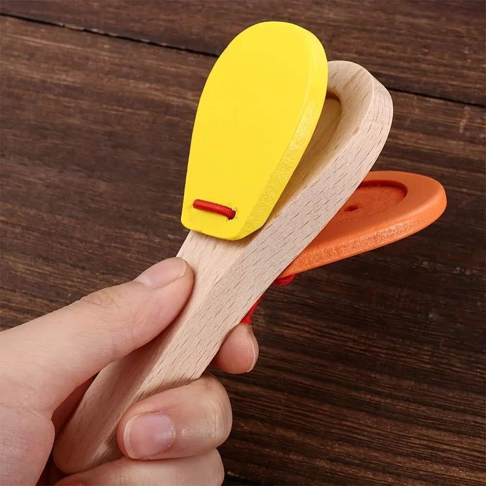 Handcrafted Wooden Clapping Castanets  Random Color