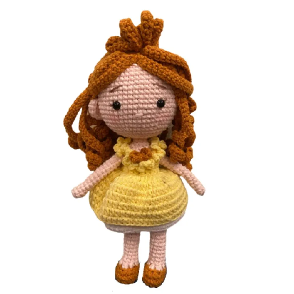Handmade Natural Cotton Belle Amigurumi Crochet Doll for Kids and Adults, 25cm