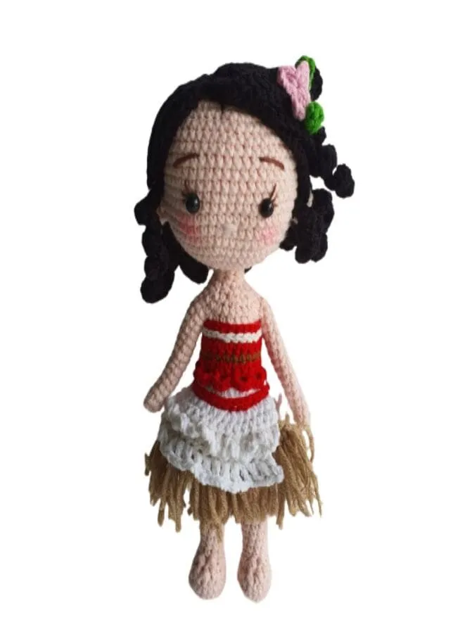 Handmade Natural Cotton Moana Amigurumi Crochet Doll for Kids and Adults, 25cm