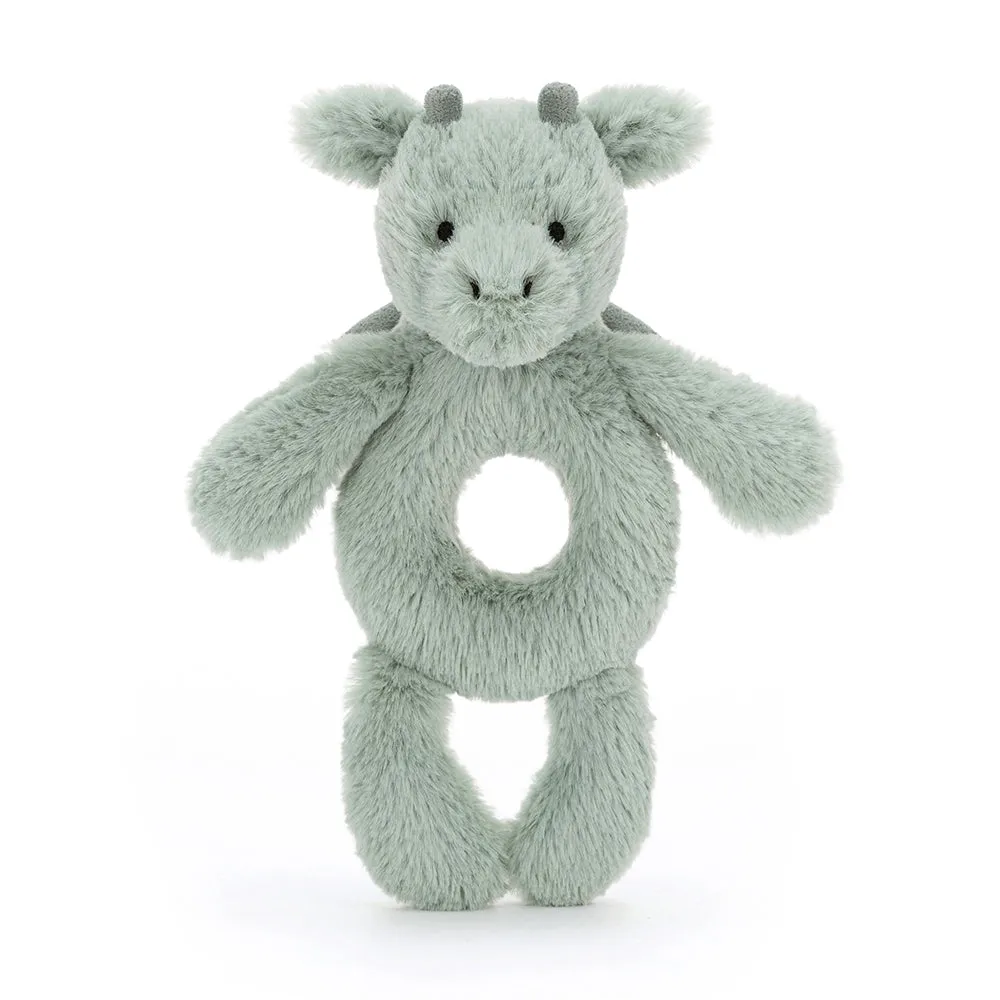 Jellycat Plush Toy Bashful Dragon Ring Rattle