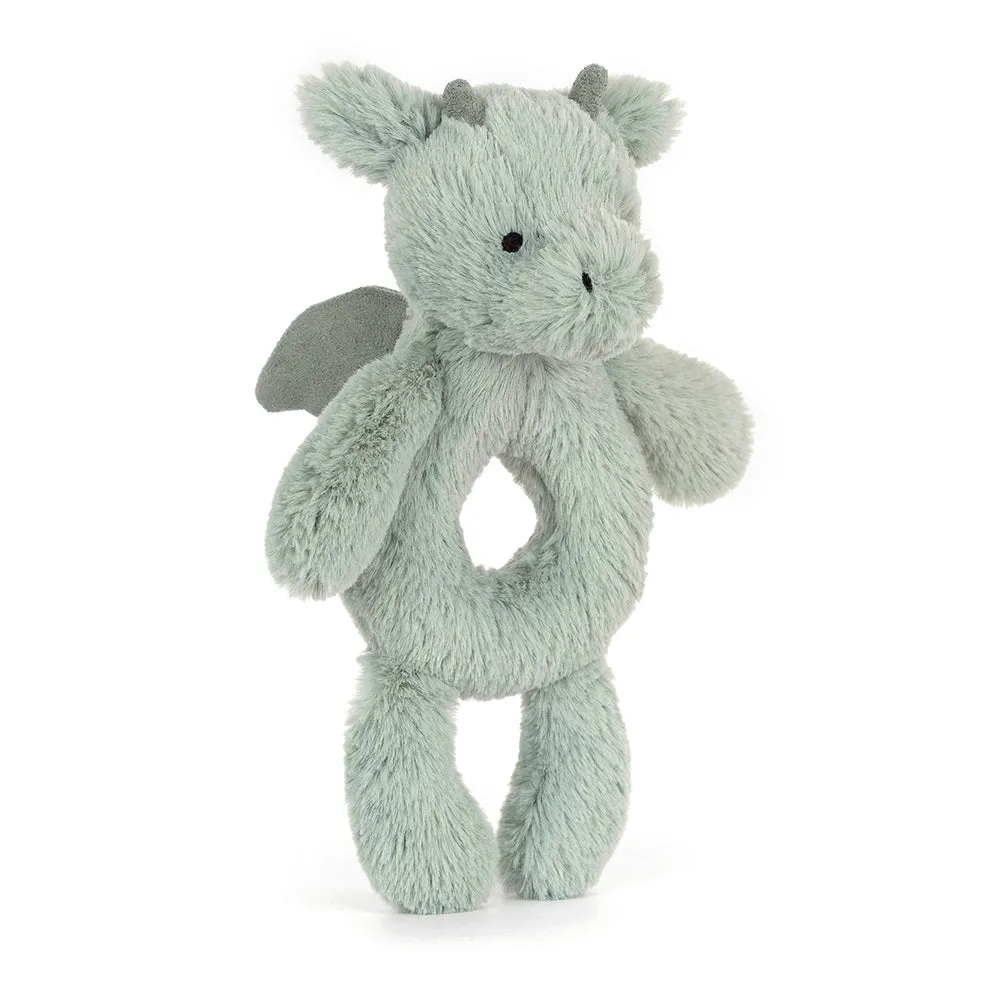 Jellycat Plush Toy Bashful Dragon Ring Rattle