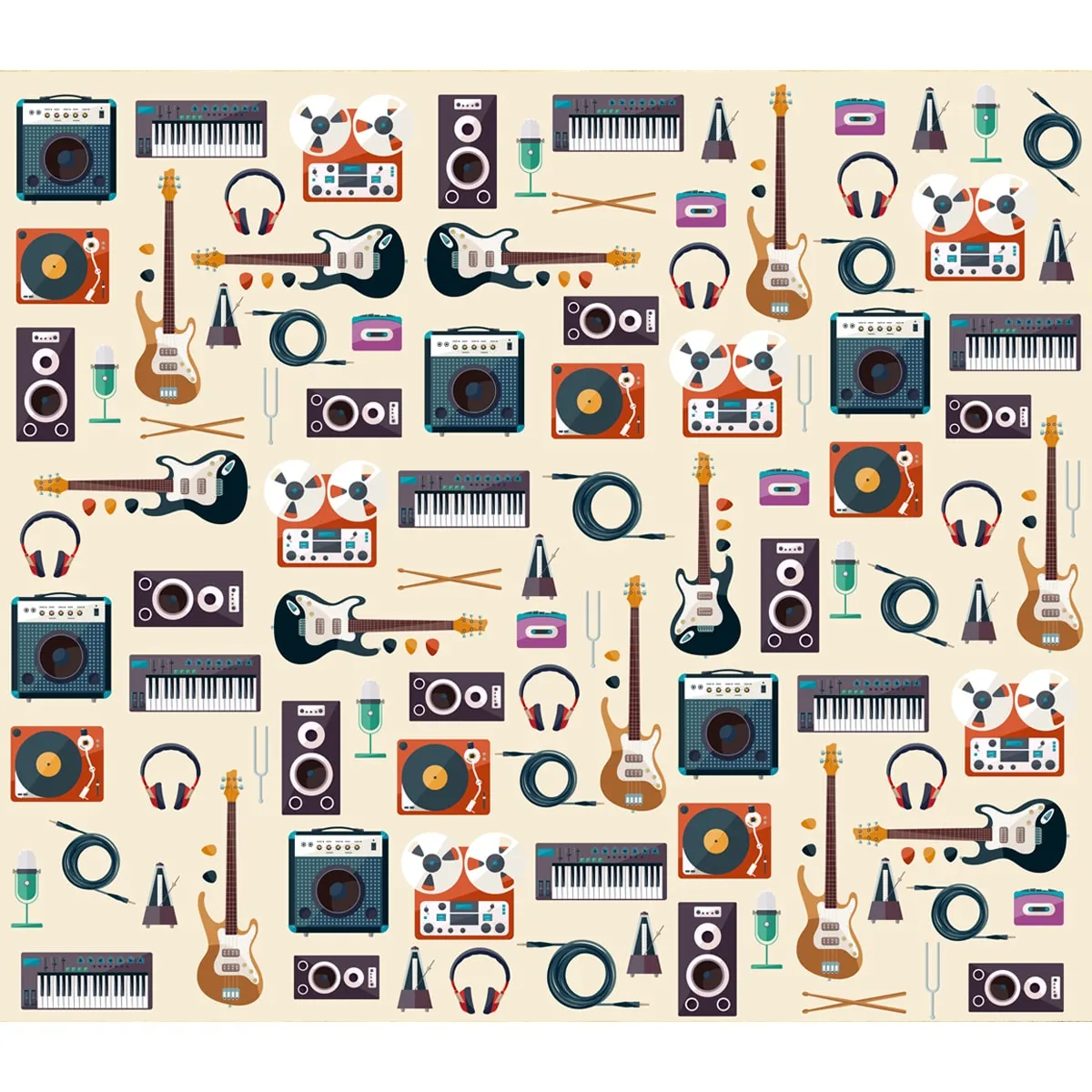 Modern Musical Instruments Wallpaper for Rooms