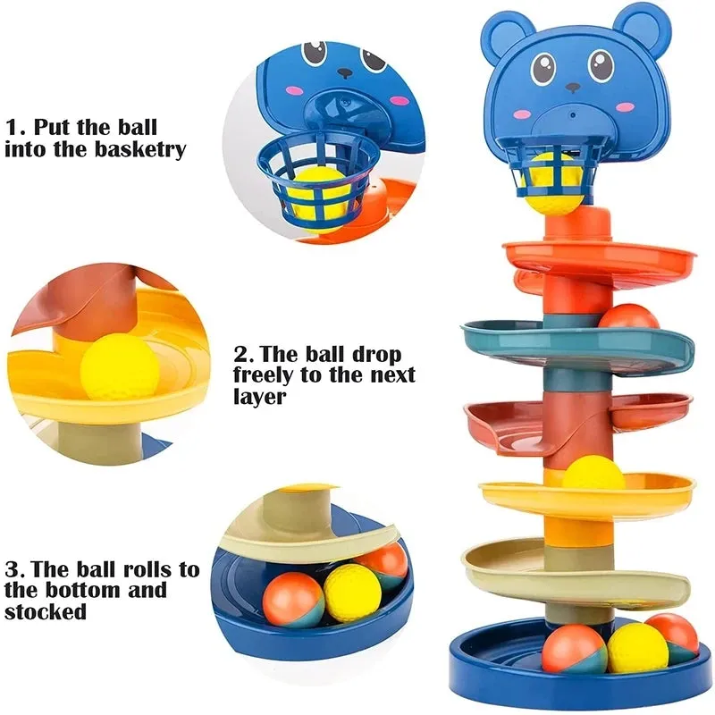 Montessori Baby Toy Rolling Ball Children Montessori Educational Games for Babies Stacking Track Baby Development Toys Children