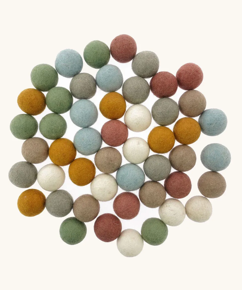 Papoose Toys 5cm Felt Earth Balls - 49 Pack
