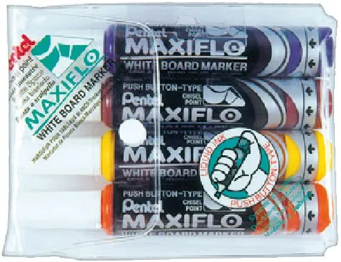 Pentel MWL6 Maxiflow White Board Marker Chisel Tip - PE-MWL6-04L