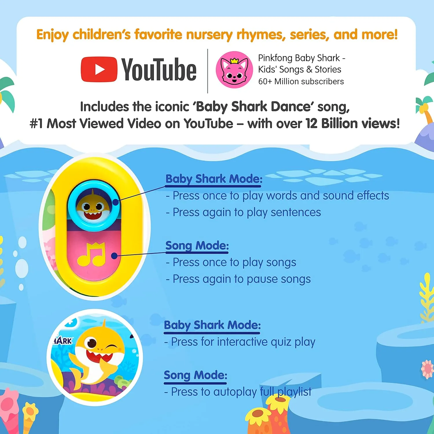 Pinkfong Baby Shark Sing & Learn Pad with Lyrics Booklet