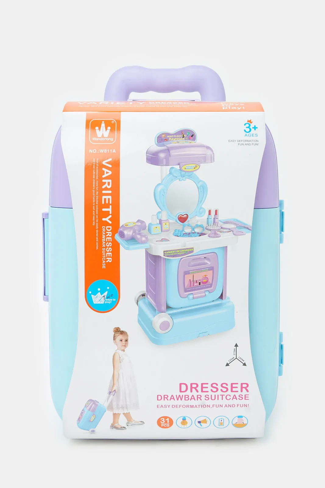 Purple And Blue Dresser Drawbar Suitcase Play Set