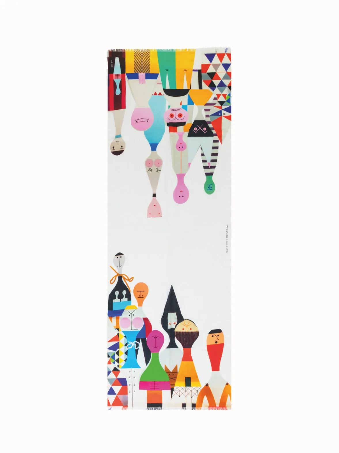 Schal aus Kaschmir und Seide mit Wooden Dolls Druck