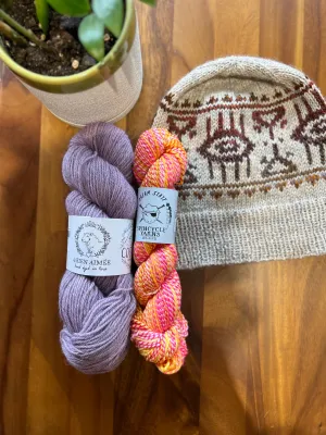 The Maloik Hat 4 La Bien Aimee Corrie Worsted Anemone / Spincycle Dream State Sunset Strip