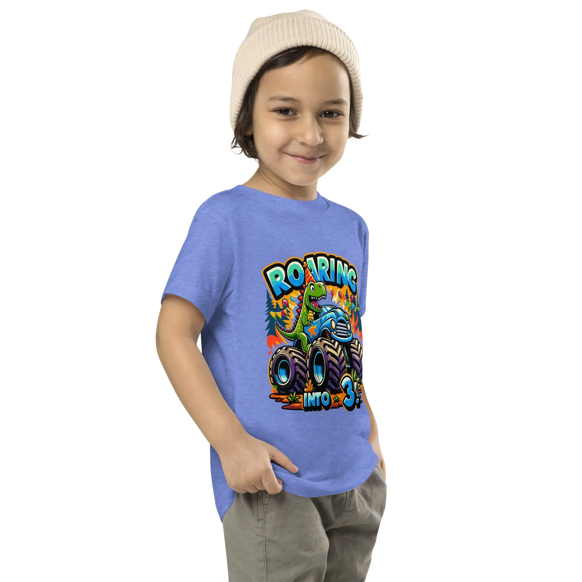 Toddler Short Sleeve Tee Roaring Into Three
