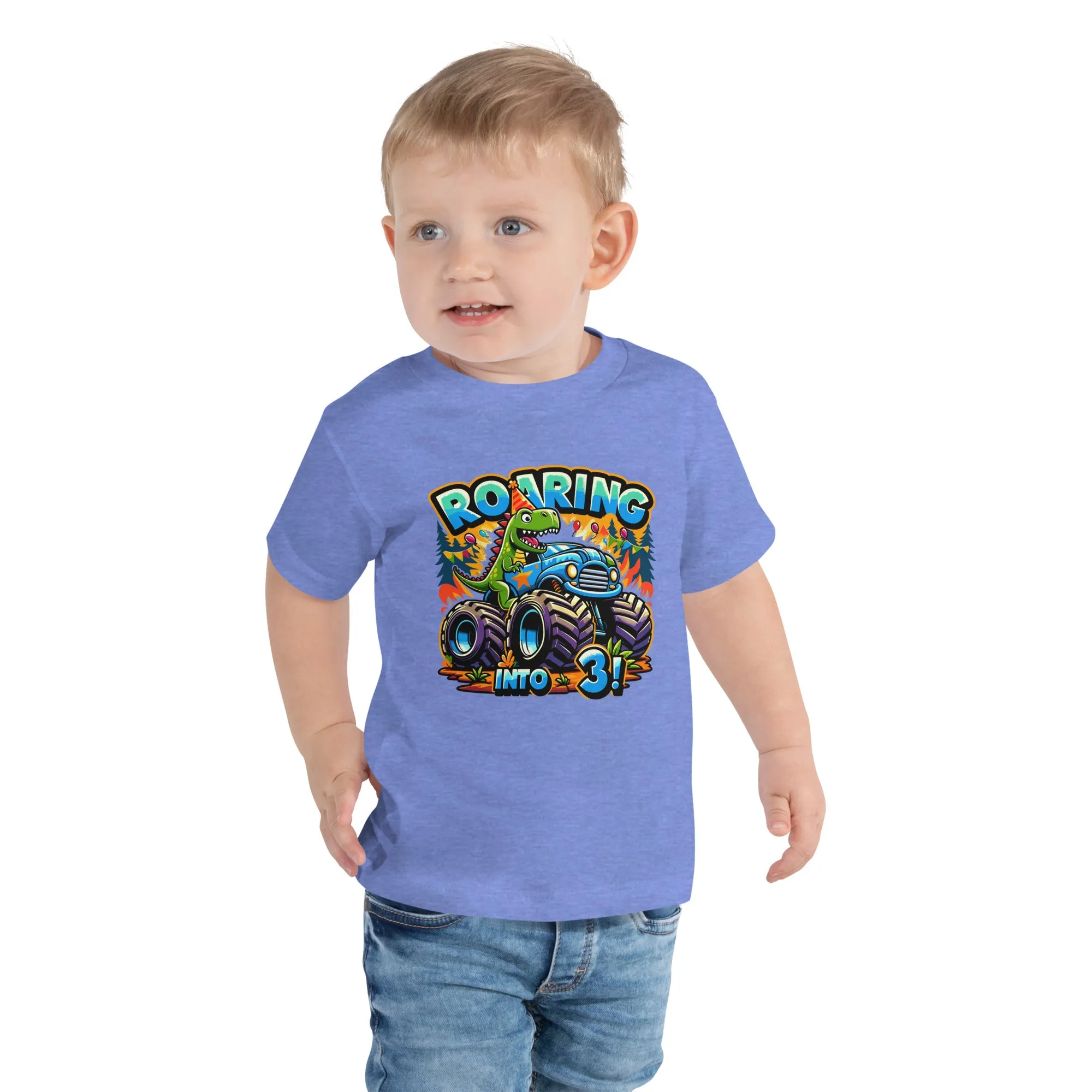 Toddler Short Sleeve Tee Roaring Into Three