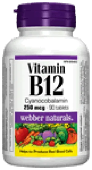 Vitamin B12, (Cyanocobalamin), 250 mg, 90 tablets