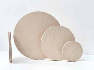 Whittlewud Baltic Birch Plywood Sheet, Blank Circle Craft Wood Sheet, Pack of 3 B/BB Grade Baltic Birch Sheets, Perfect for Laser, CNC Cutting and Wood Burning. Available in Multiple Sizes & Thickness