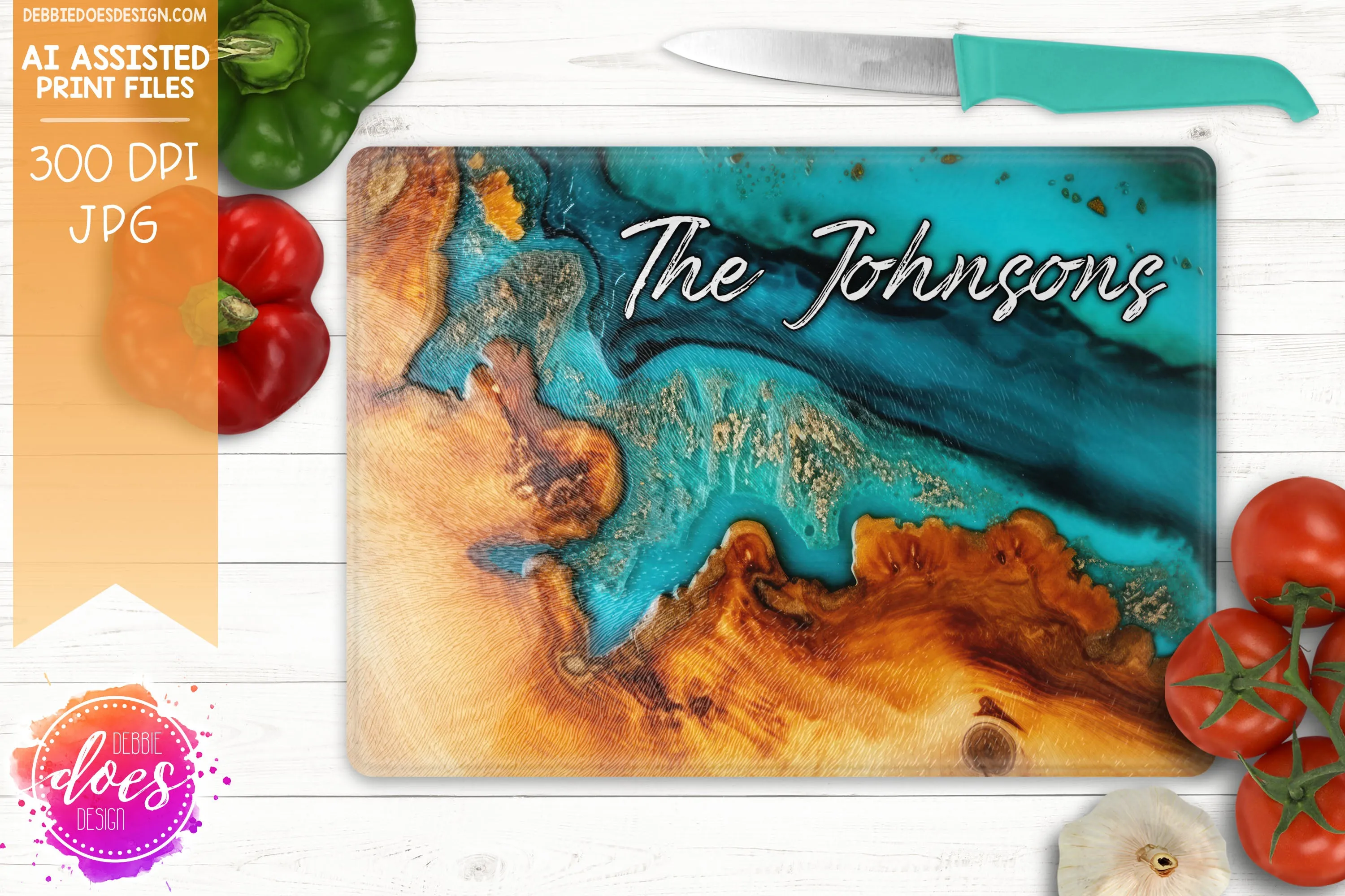 Wood Resin River 2 - Cutting Boards -  Printable/Sublimation Design