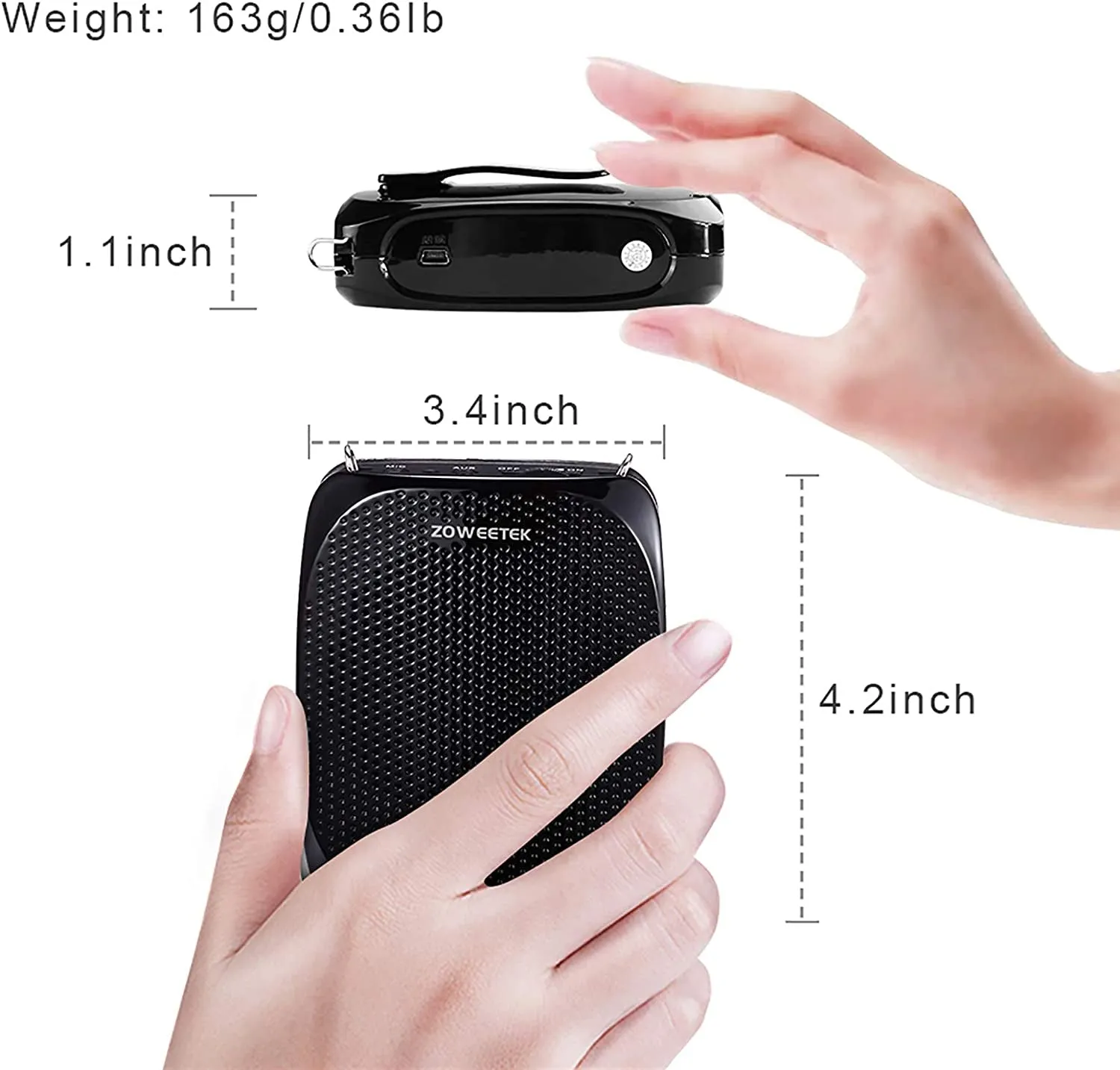 ZOWEETEK Voice Amplifier with UHF Wireless Microphone Headset, 10W 1800Mah Portable Rechargeable PA System Speaker for Multiple Locations Such as Classroom, Meetings, Promotions and Outdoors