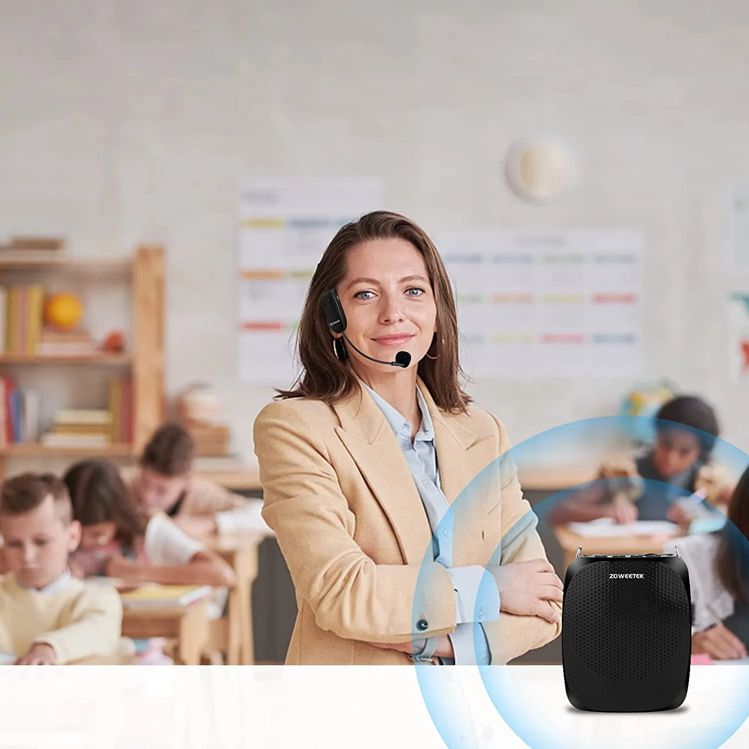 ZOWEETEK Voice Amplifier with UHF Wireless Microphone Headset, 10W 1800Mah Portable Rechargeable PA System Speaker for Multiple Locations Such as Classroom, Meetings, Promotions and Outdoors