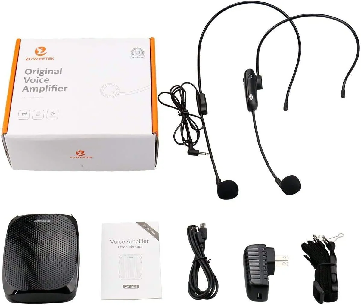 ZOWEETEK Voice Amplifier with UHF Wireless Microphone Headset, 10W 1800Mah Portable Rechargeable PA System Speaker for Multiple Locations Such as Classroom, Meetings, Promotions and Outdoors